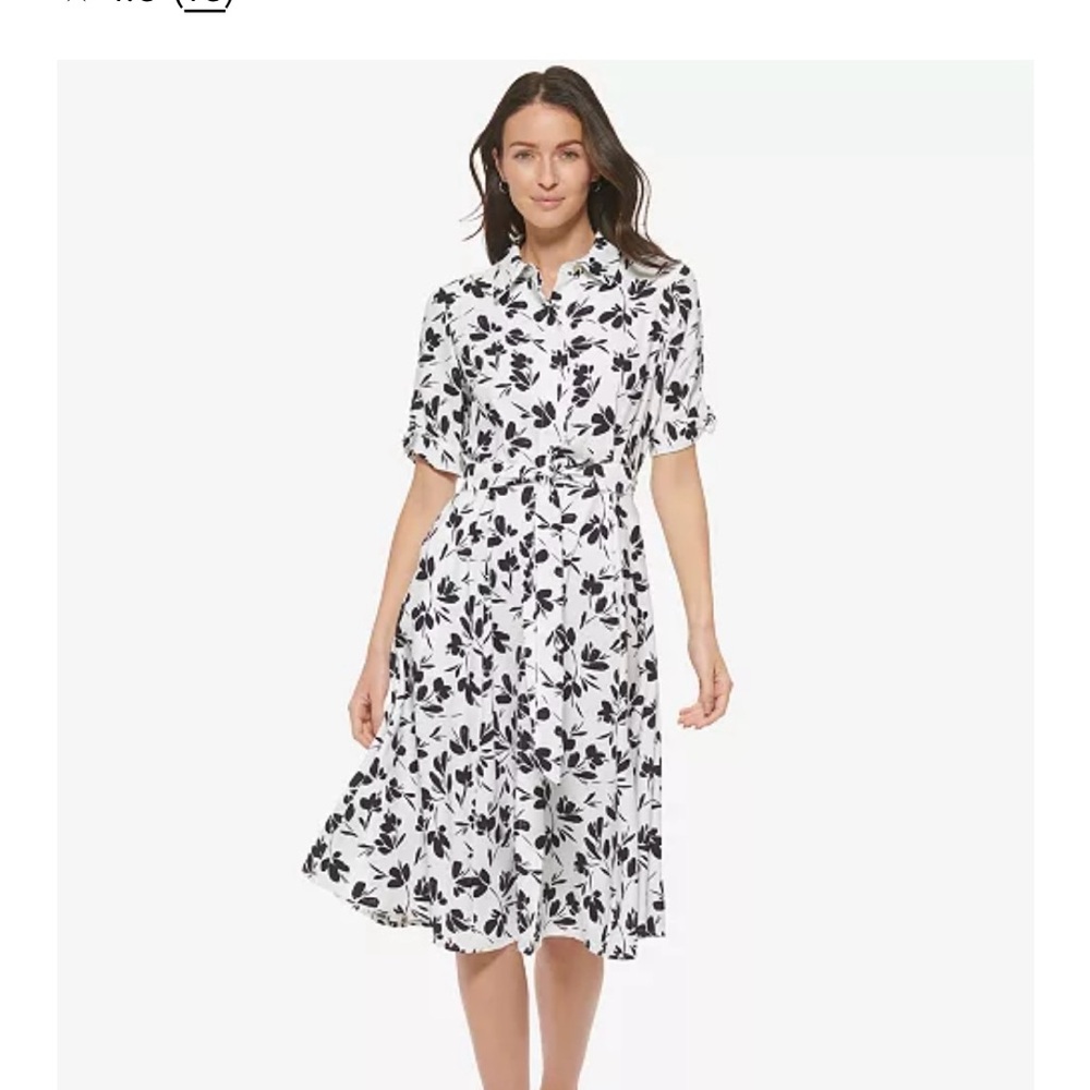 Calvin Klein Black and White Floral Dress - Picture 14 of 14